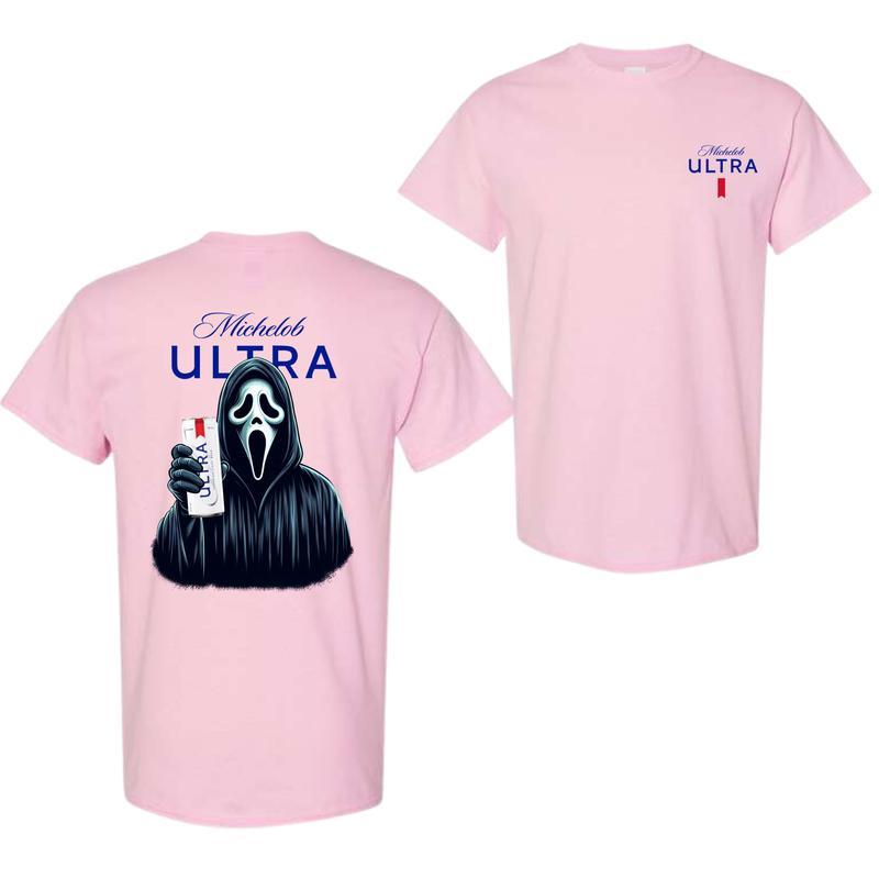 Michelob Ultra Beer, Michelob Ultra Ghost Face Halloween 2 Sided T-Shirt, Michelob Ultra Halloween Shirt, Halloween Shirt, For Men, For Women, Hallowe