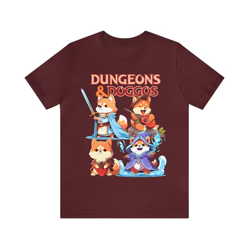 Dungeons and Dragons Shirt, DND & Doggos DND Dog T-Shirt ,Cute Doggo Tshirt, Shiba Inu Paladin Corgi Wizard, Tabletop RPG Hoodie, Dragons Gamer Shirt,