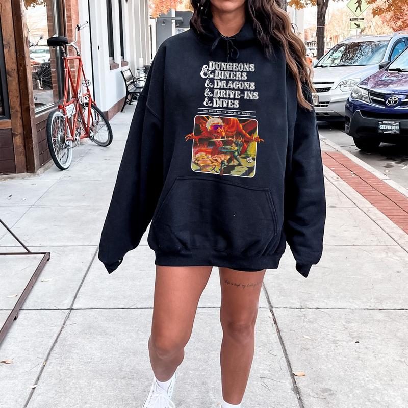 Dungeons And Diners And Dragons And Drive-Ins And Dives Shirt, Dragons Playing Houses And Humans T-Shirt, Sweatshirt, Hoodie, DnD Sweatshirt, RPG Gift