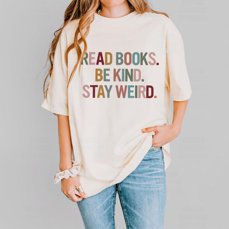 Comfort Colors Book Lovers Shirt, Read Books Be Kind Stay Weird, Minimalist Book Tshirt, Retro Book Shirt, Gifts for Bookworm, Reading Book Shirts, Re