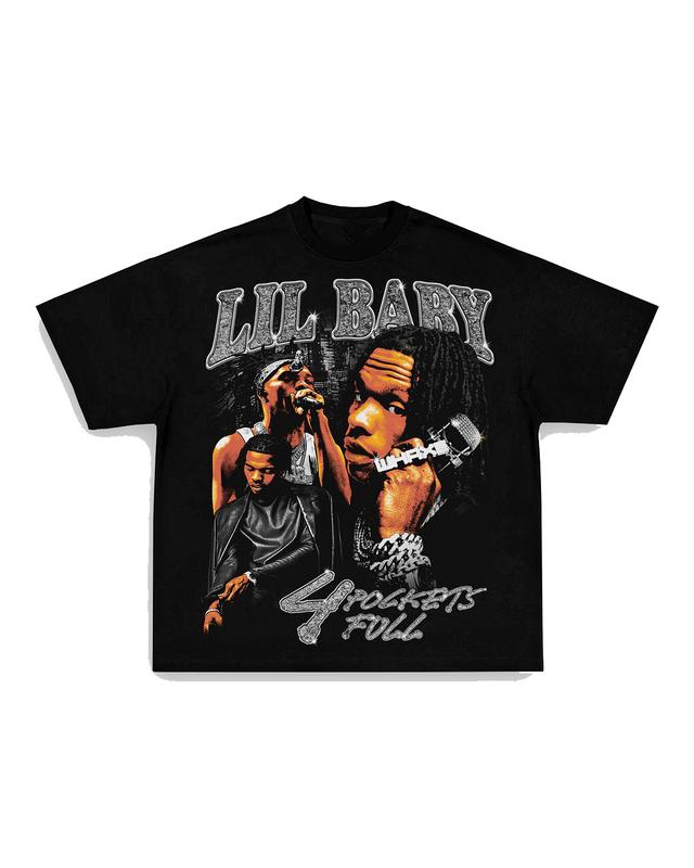 LIL BABY 2 TEE Print Short Sleeve T-Shirt Casual Menswear Top Underwear Streetwear Tshirt Tropical Shortsleeve Crewneck