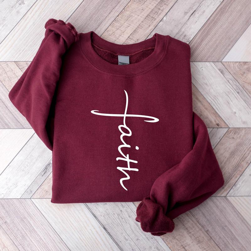 Faith Sweatshirt, Faith Cross Shirt, Christian Gift, Faith Gift, Christian Shirt, Love and Grace Shirt, Believe Shirt, Vertical Cross