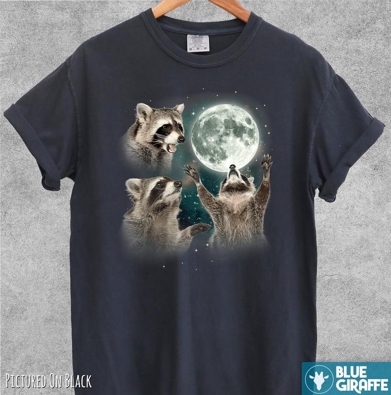 Three Raccoons Vintage Shirt, Retro Raccoon Moon Tshirt, Raccoon Lovers T Shirt, Funny Raccon Tee, Oversized Washed Tee, Raccoon Gifts, Comfort Colors