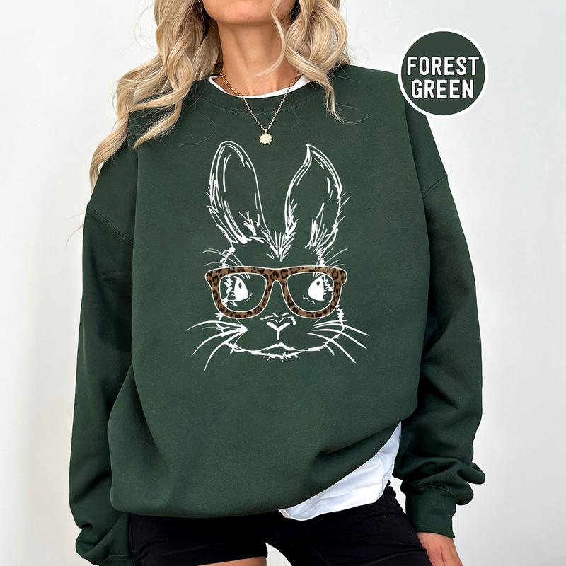 Easter Bunny With Glasses Sweatshirt, Hoodie, T-shirt, Easter Shirt, Cute Easter Gifts, Easter Bunny Shirt