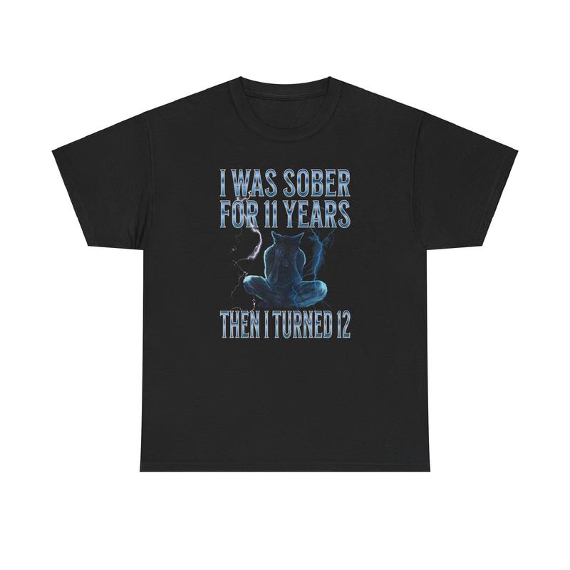 Funny Cotton Streetwear Tee - I was sober for 11 years then I turned 12 - Casual Crewneck Shortsleeve Menswear T-Shirt