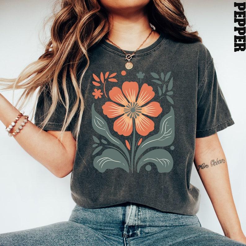 Autumn Flower Shirt, Flower T Shirt, Retro Floral Shirt, Vintage Flower Shirt, Plant Lover Shirt, Gift for Grandma