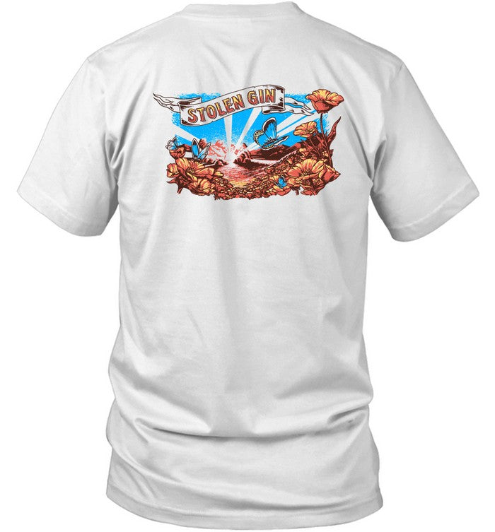 Stolen Gin Flowers Mountains Butterflies Art Shirt