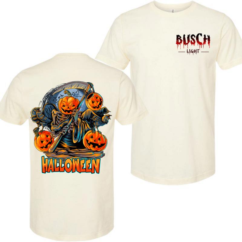 BUSCH LIGHT, BEER, Halloween, Busch Light  Reaper tee T-Shirt, Comfort Colors Shirt, Casual Graphic Round Neck T-shirt for Summer, Fashion Top for Dai