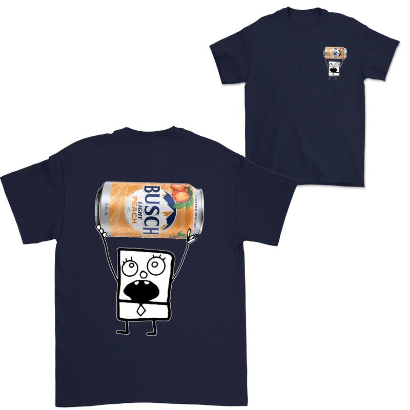 Doodlebob Busch Light Peach 2 Sided T-Shirt, Funny Drinking T-Shirt, Summer T-Shirt, Full Color T-Shirt, Unisex T-Shirt, For Men, For Women, Gift For All Menswear Top