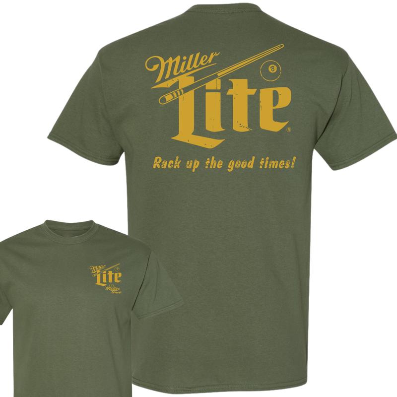Miller Lite Rack Up T-Shirt, 2 Side T-Shirt, Streetwear Essentials,Full Color T-Shirt, For Men, For Women