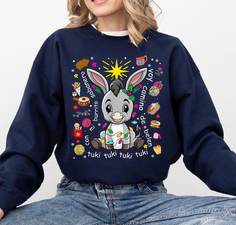 Mi BurritoO SabaneE Mexican Christmas Donkey Spanish Xmas Sweatshirt, Mi Burri Sabaner Christmas Sweatshirt
