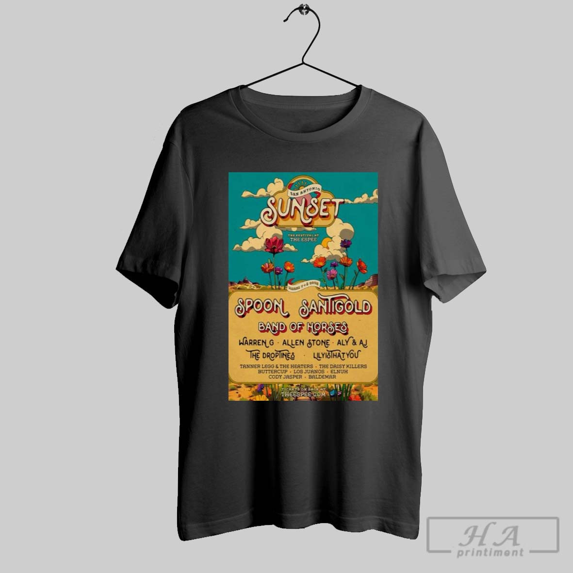 Poster Spoon With Santigold And Band Of Horses March 7 8 2025 San Antonio Sunset T Shirt