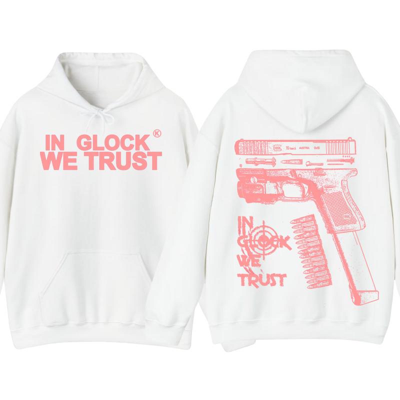 GILDAN IN GLOCK WE TRUST Hoodie - Full Color Double Sided Sweatshirt for Men and Women, Classic Fit,Glock Shirt
