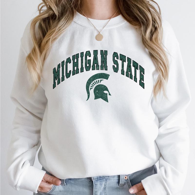 Michigan State Spartans Vintage Football NCAA Trendy Sweatshirt, Michigan State University Unisex Football NCAA Shirt, Gift For Men, Gift For Girls, Crewneck, Cotton, Sweaters, Pullover