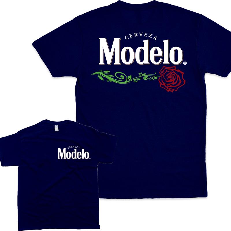 Vintage Modelo Rose 2 Sided T-shirt, Modelo T-shirt Full Color For Men And Women T-shirt, Modelo Beer T-shirt