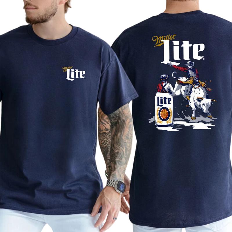 Mens Milller Litee Beer Rodeo T-shirt  Fashion For Every Tshirt, Gift For Men, Love, Athletic, Casual Menswear, Classic Cotton Top, Soft Fabric Shortsleeve Shirt