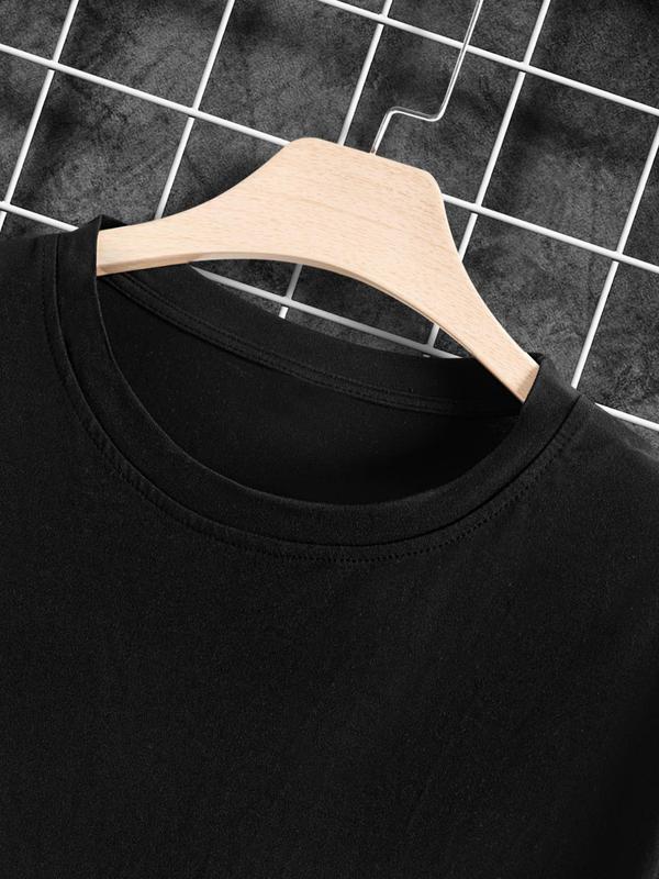 Men's Letter Print Round Neck GraphicÂ Tee, Summer Clothes,Â Regular Fit Casual Short Sleeve T-shirt for Daily Outdoor Wear, Men Summer Streetwear Top for Daily Wear