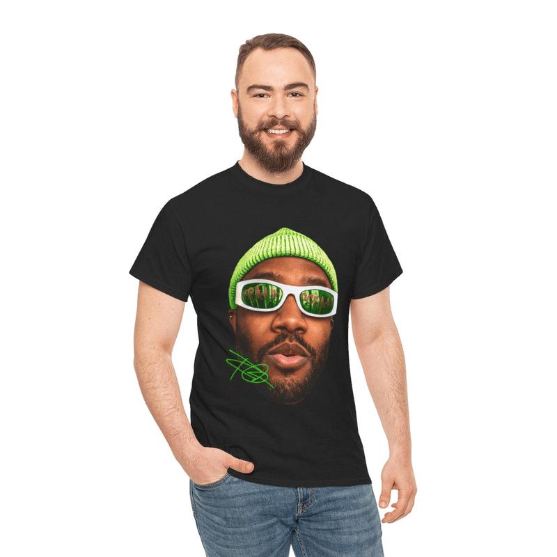 Frank Blonded Inspired Vintage Graphic Tee Heavy Cotton 100% Cotton T-Shirt Singer's Face Art Shirt For Fashion, Unisex Cotton T-Shirt Gift For All