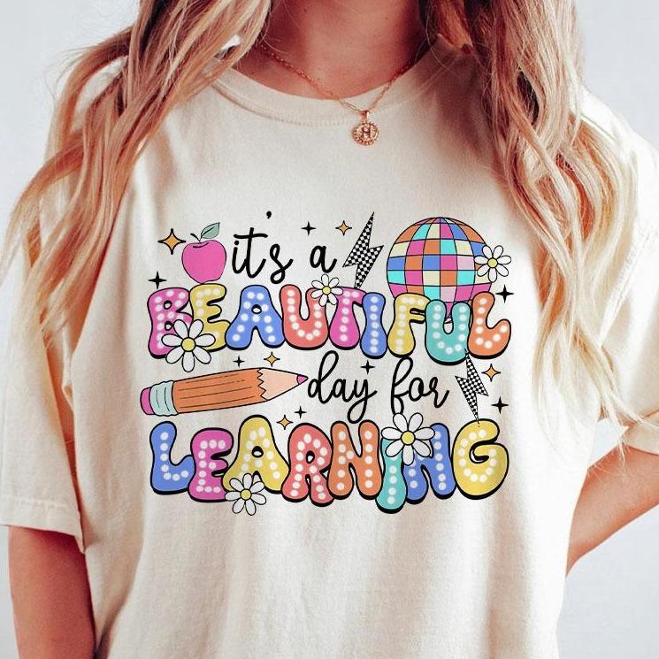 It's A Beautiful Day For Learning Shirt, Teacher Comfort Shirt, Teacher Appreciation Gift, Teacher Life Shirt, Retro Teacher Shirt, First Day Of Schoo