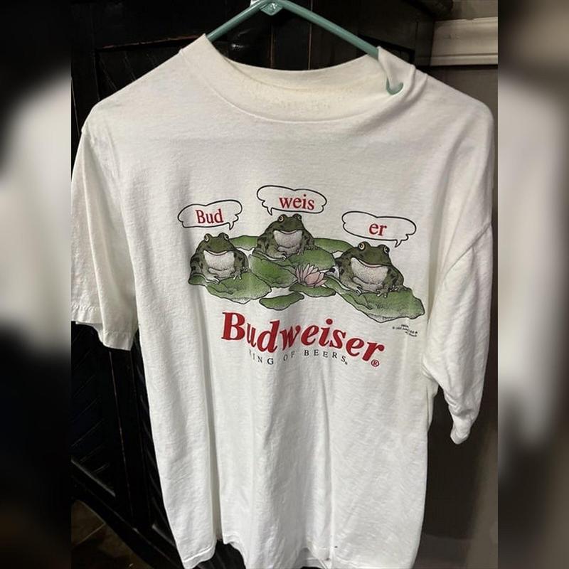 Vintage 1995 Budweiser T Shirt Frog T-shirt Bud Weis