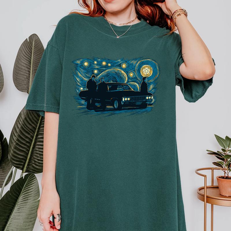 Hunters Night Supernatural T-Shirt, Supernatural Dean SAM T Shirt, Gift For Woman and Man Unisex T-Shirt Sweatshirt Hoodie Casual Cotton