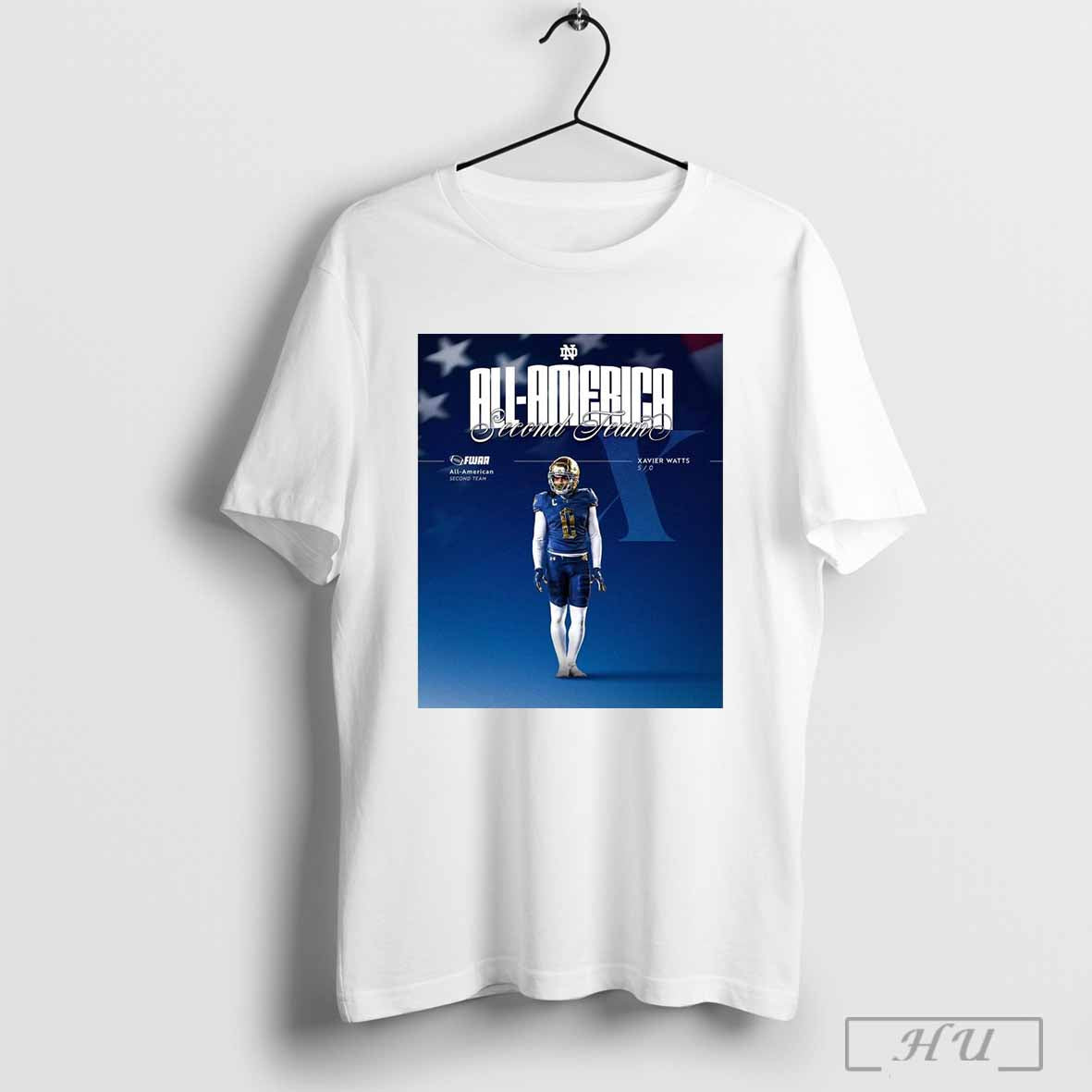 Poster Notre Dame Fighting Irish Xavier Watts Fwaa Second Team All American T Shirt