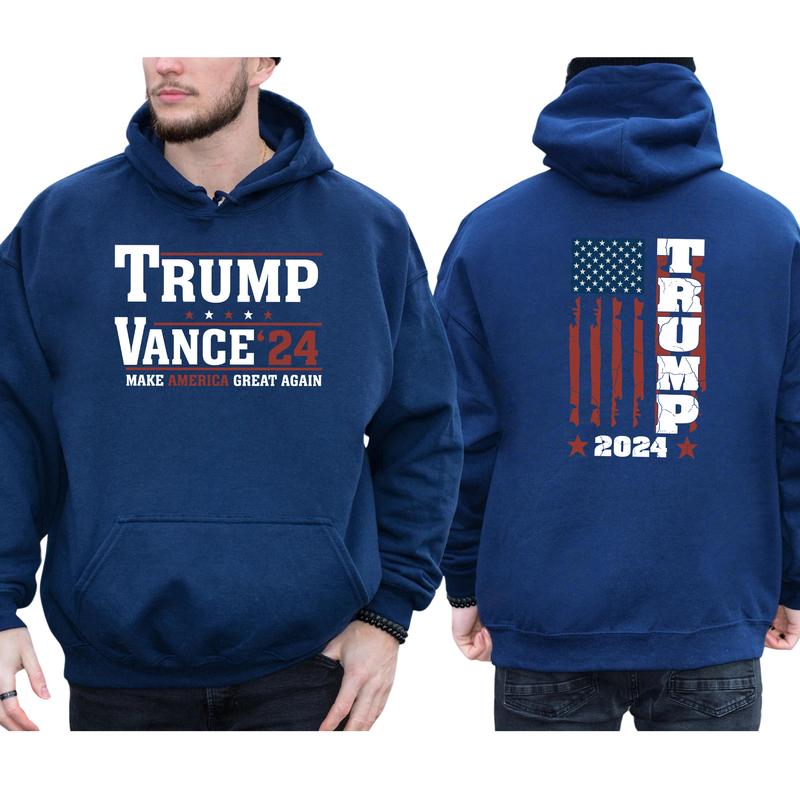 Trump Vance 2024 2-Side Hoodie, 2024 Election Hoodie, MAGA Hoodie, Comfort Clothing, Casual Menswear Classic Fabric