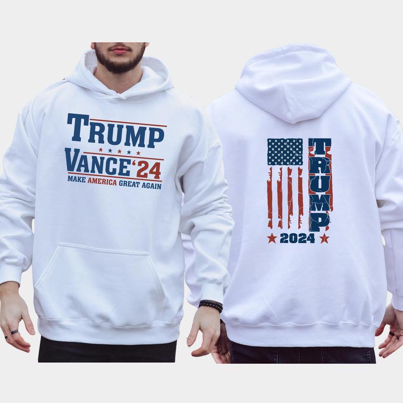 Trump Vance 2024 2-Side Hoodie, 2024 Election Hoodie, MAGA Hoodie, Comfort Clothing, Casual Menswear Classic Fabric