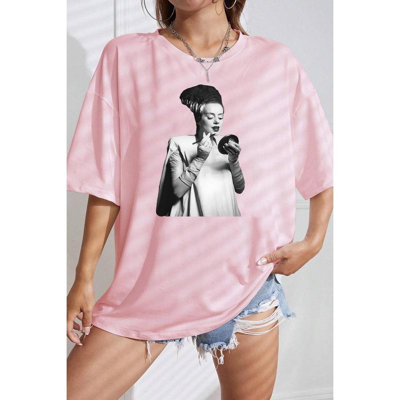 Bride of Frankenstein 1935 Vintage Horror Movie Makeup Lipstick Photo Shirt, Cotton Unisex T-shirt, Crew Neck, Size S- 4xl, Menswear Top, Womenswear T