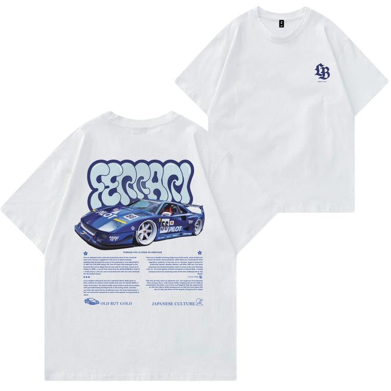 Ferrarii F40 Blue Liberty Walk T-shirt, Car Enthusiast Shirt, Car Clothing, Classic Car Shirt