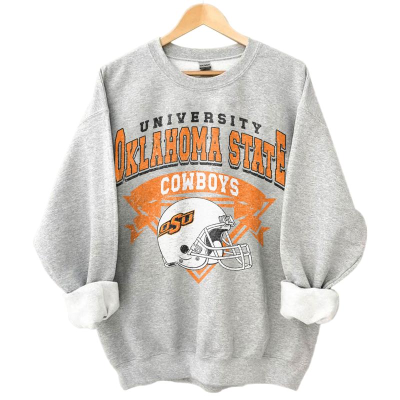 Oklahoma State Cowboys Vintage Football NCAA Sweatshirt - Tshirt - Hoodie, Oklahoma State University Unisex Football NCAA Shirt, Unisex Vintage NCAA Shirt, Classic Football Shirt, Gifts For Football Fan Sport, Cotton, Sweatshirt, Casual Clothing