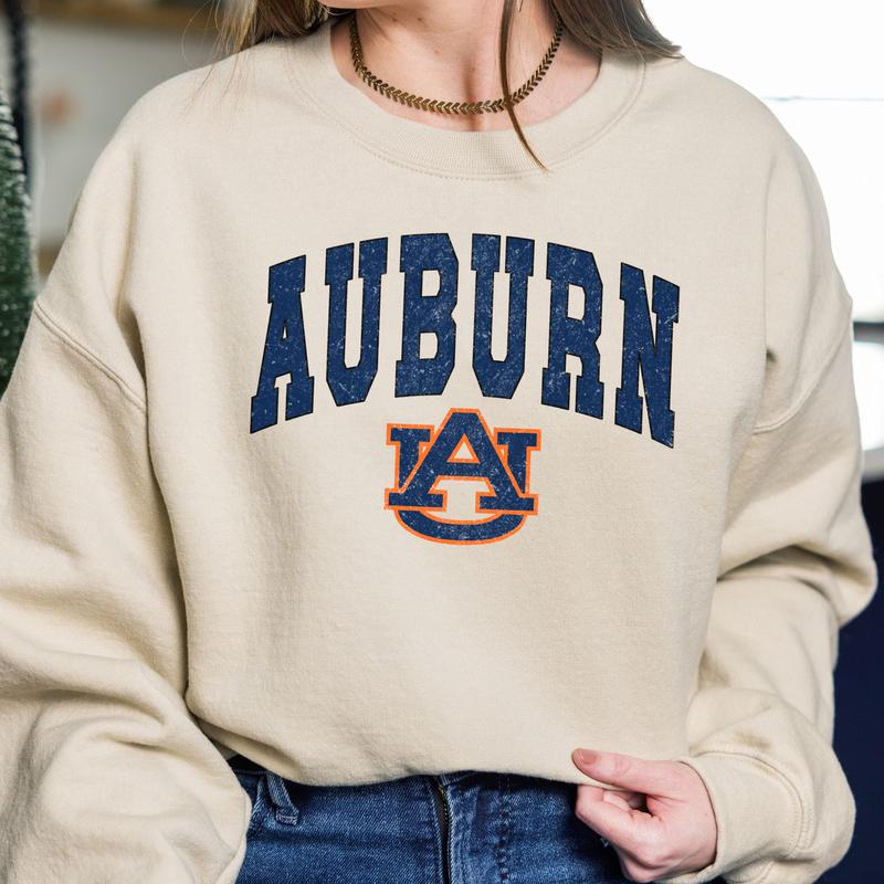 Auburn Tigers Vintage Football NCAA Trendy Sweatshirt, Auburn University Unisex Football NCAA Shirt, Gift For Men, Gift For Girls, Crewneck, Cotton, Sweaters, Pullover