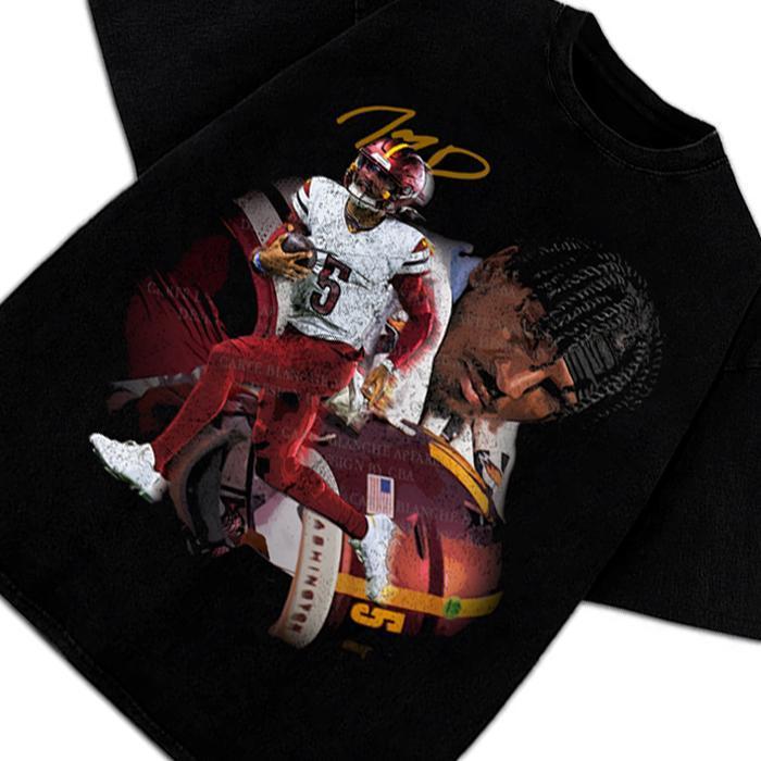 Jayden Daniels T-Shirt Washington Rookie Star Custom Graphic Football Tee, Vintage 90s Unisex Football Tees, Football T-Shirts, Sports Shirt, Game Day