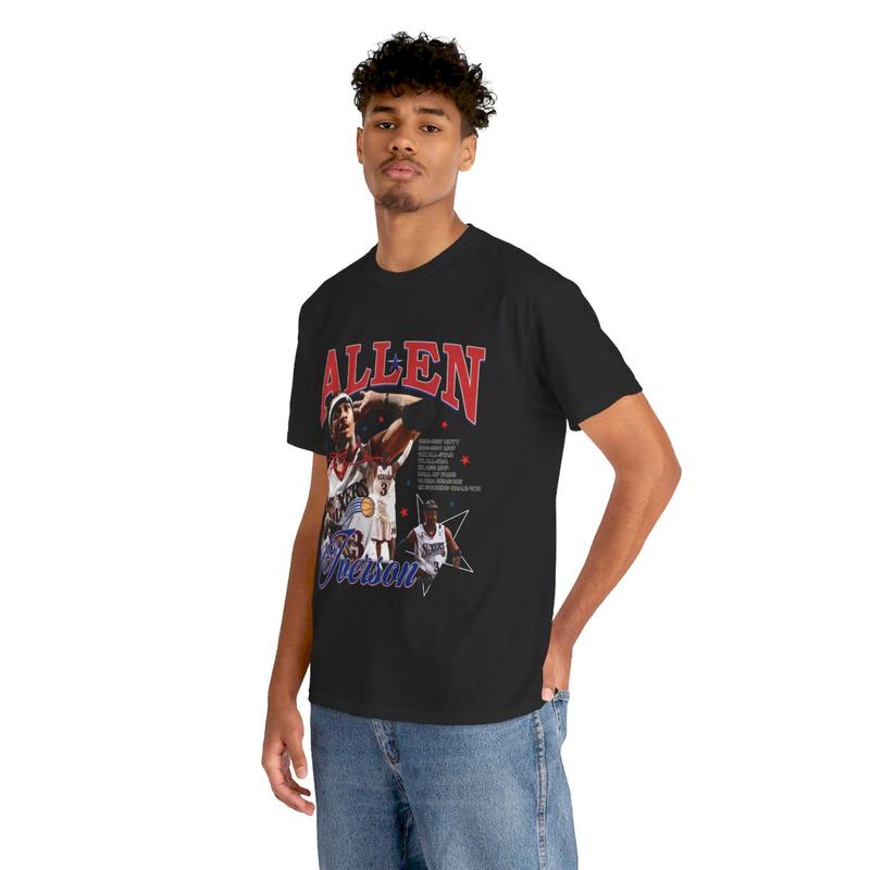 Allen Iverson Vintage T-shirt Heavy Cotton Tee Basketball Streetwear AI Allen Iverson Casual Classic Menswear Retro Top Comfy Day Graphic Smooth Tshirt Shortsleeve