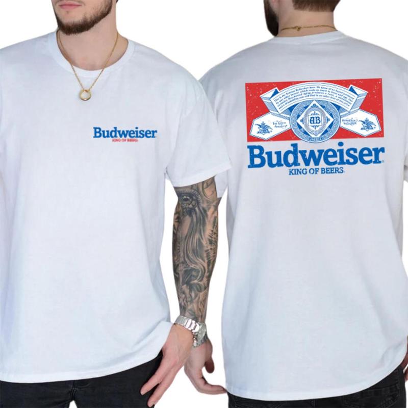 Budweiser beer retro logo and design t-shirt, high-quality material, fashion forward