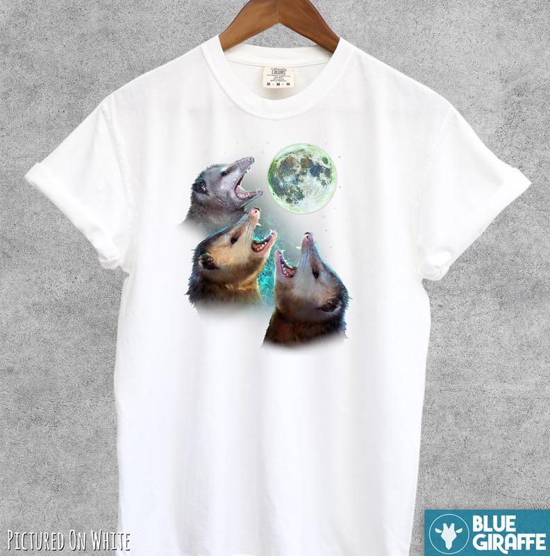 Three Possums Howling at Moon Vintage T Shirt, Retro Opossum Lover shirt, Funny Possum Tee, Distressed Unisex Tee, Comfort Colors Shirt