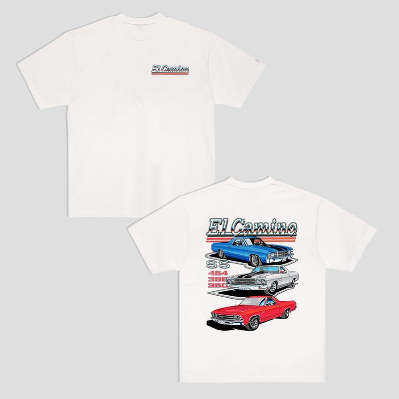 Vintage Vibe 2 Sides Chevy El Camino T-Shirt Men's Cotton Tee Old School Tee Gift for Him Classic Car Casual Menswear