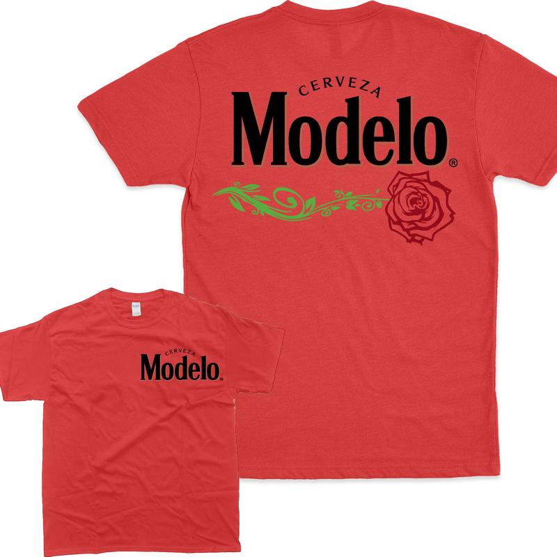 Vintage Modelo Rose 2 Sided T-shirt, Modelo T-shirt Full Color For Men And Women T-shirt, Modelo Beer T-shirt