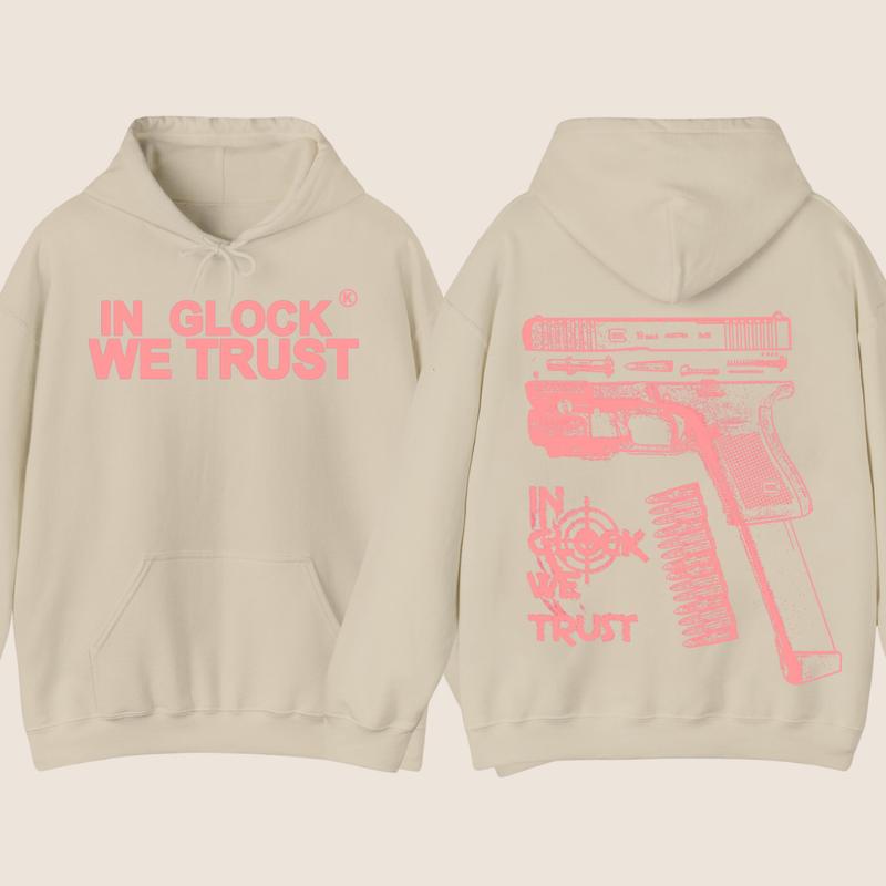 GILDAN IN GLOCK WE TRUST Hoodie - Full Color Double Sided Sweatshirt for Men and Women, Classic Fit,Glock Shirt