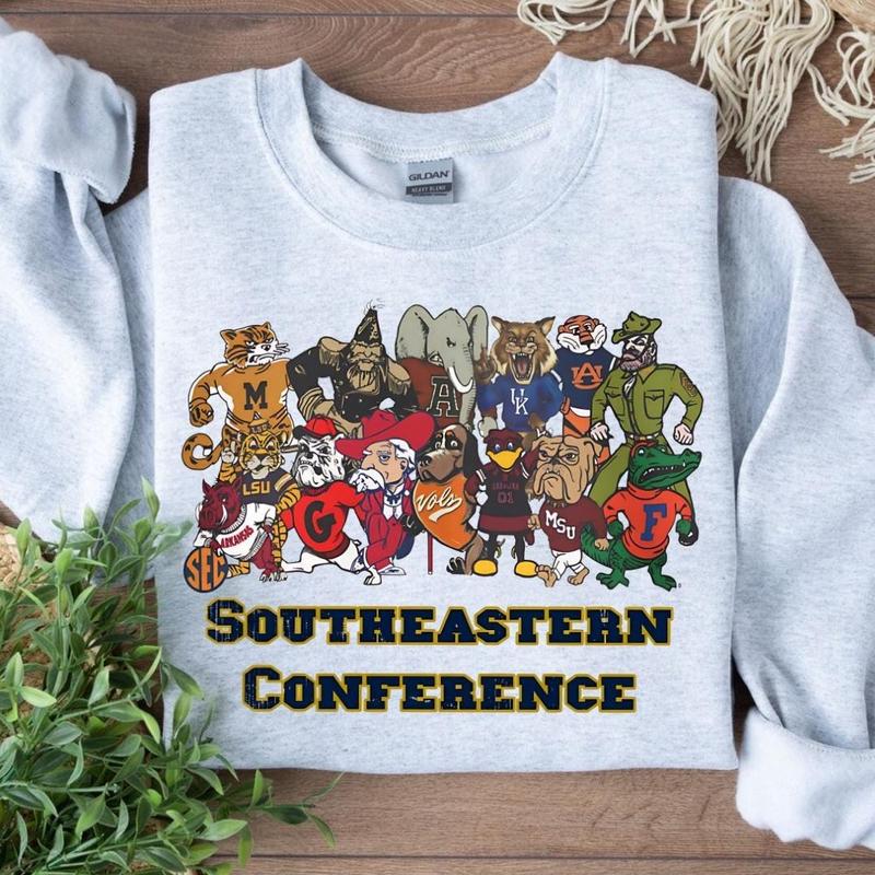 Southeastern Conference Shirts, College Football Sweatshirts, SEC Football Shirts, Football Season Shirts, SEC Mascot Shirt, Football Shirt, Full Size