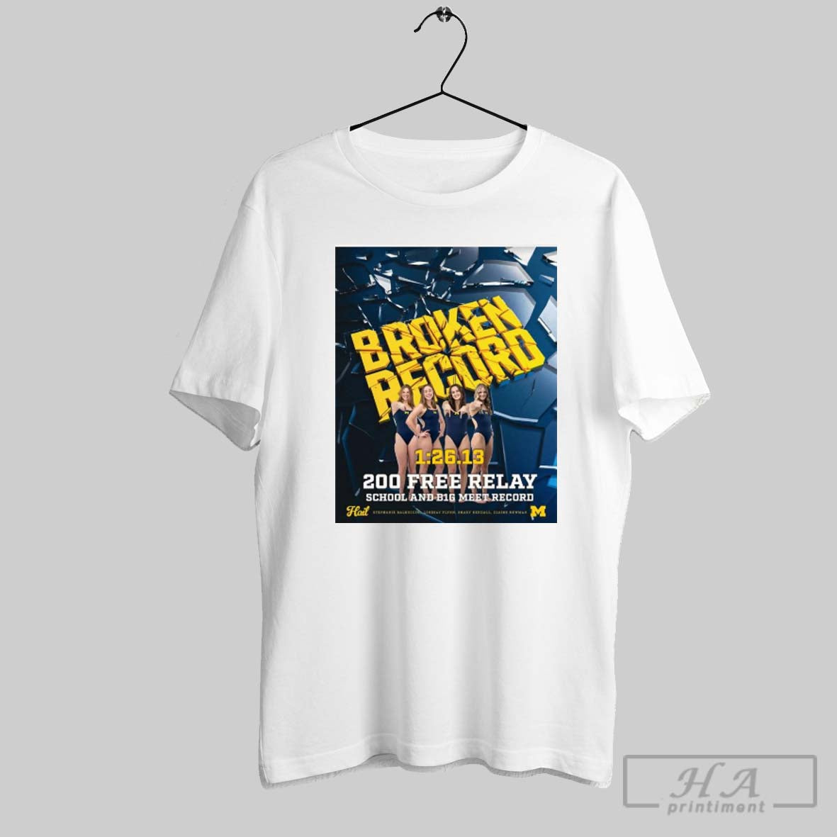 Poster Smashing Records Michigan Swimming Diving 200 Free Relay School And B1g Meet Record T Shirt