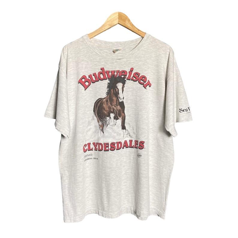 Vintage 90s Budweiser Horse Florida T-Shirt, Tshirt for women, summer clothing Casual Comfort Cotton Fit