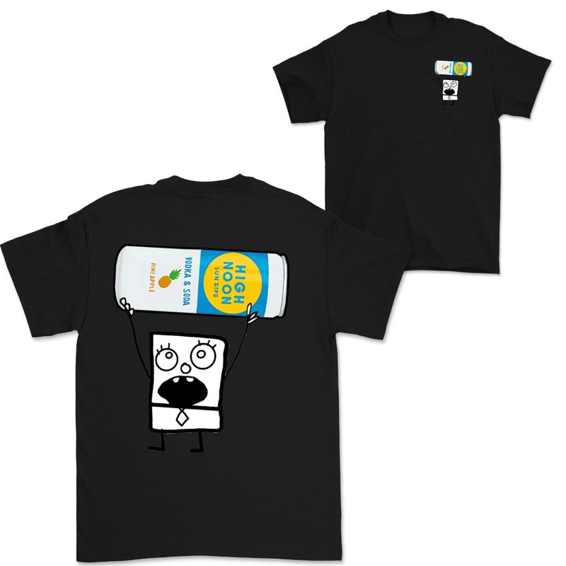 Doodlebob High Noon Pineapple Vodka & Soda  2 Sided T-Shirt, Funny Drinking T-Shirt, Summer T-Shirt, Full Color T-Shirt, Unisex T-Shirt, For Men, For Women, Gift For All Menswear Top
