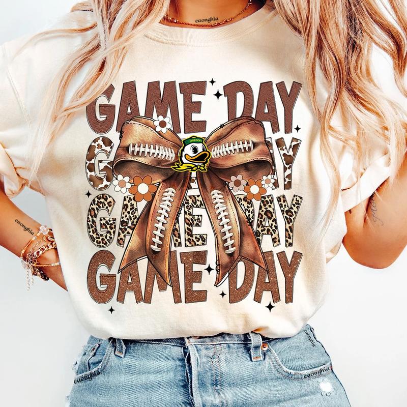 Vintage Oregon Ducks Football Coquette Bow Game Day Shirt, Gameday Women's Sweatshirt Cotton Fit Top Womenswear