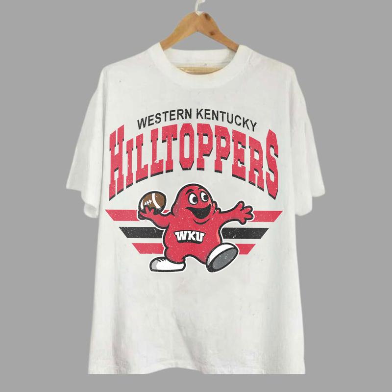 Western Kentucky Hilltoppers Vintage Football NCAA Sweatshirt - Tshirt - Hoodie, Western Kentucky University Unisex Football NCAA Shirt, Unisex Vintage NCAA Shirt, Classic Football Shirt, Gifts For Football Fan Sport, Cotton, Sweatshirt, T-Shirt, Hoodie