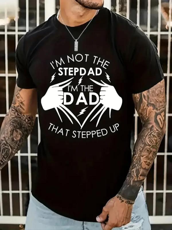 Men's Graphic Print Round Neck Tee, Summer Clothing Regular Fit Crew Short Sleeve T-shirt for Summer, Perfect for Casual Men's Daily Style