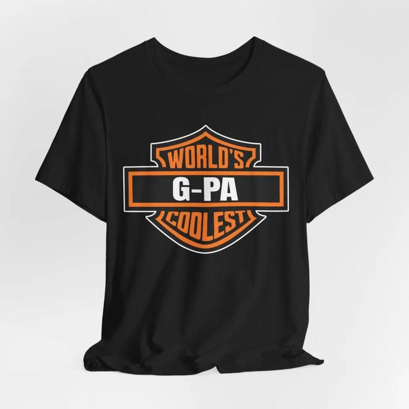 World's Coolest Grandpa Tshirt, Motorcycle Grandpa Nickname Funny Tee, Fathers Day Tee, Birthday Gift from Kids, Menswear Graphic Tops