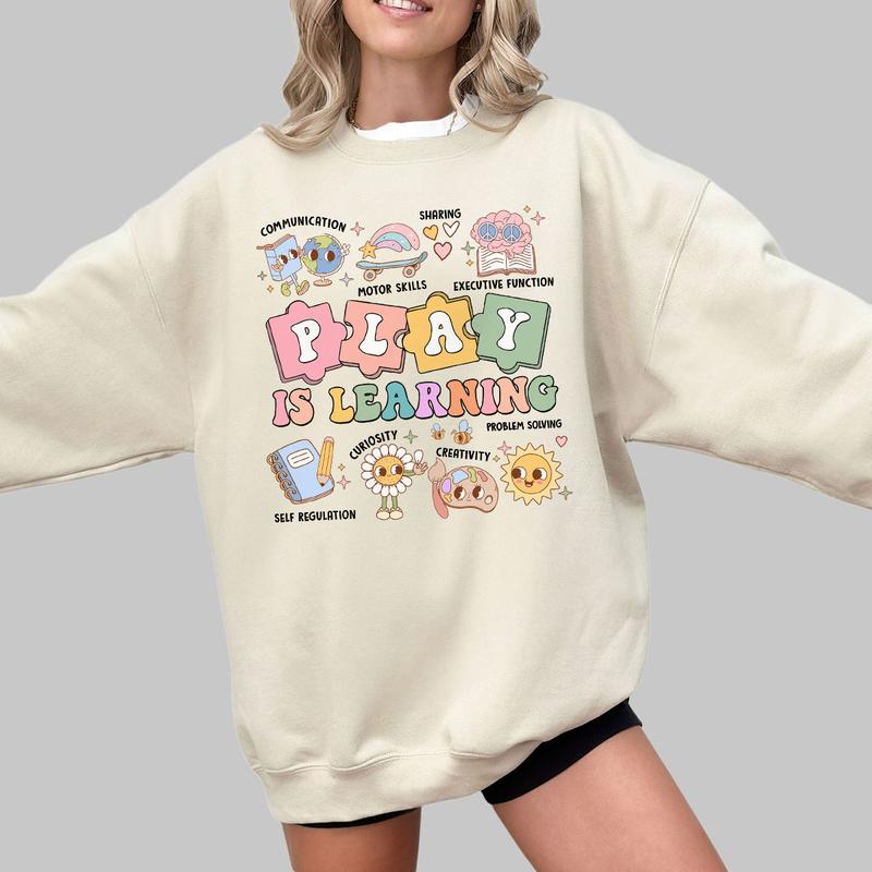 Teacher Shirt, Play Is Learning Teacher Tshirt, Back To School, Teacher Team Shirt, Gift for Teacher, Kindergarten Teacher, Teacher Appreciation Gifts, Teacher Gift, Comfort Shirt for Teacher, First Day of School, Love Teacher Tshirt, Women Top