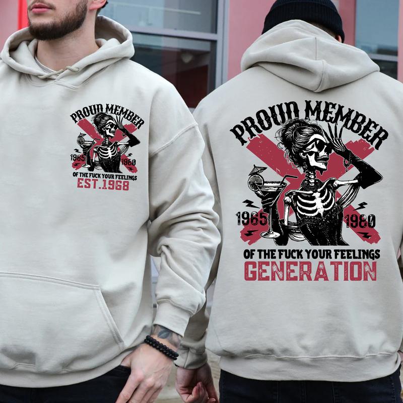 (HOODIE) Gen X customized skull drink proud member Hoodie, Customize Gen X TShirt Raised On Hose Water And Neglect T-Shirt - Vintage Inspired Funny Saying Sarcasm Quotes Shirt - Fit, Casual