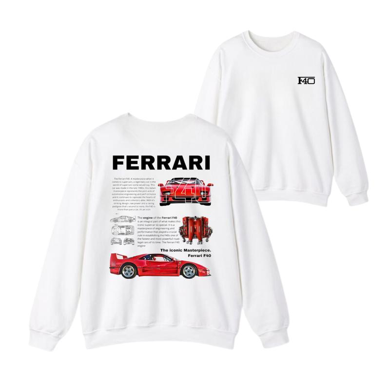 Classic Ferrari F40 T-shirt, Hoodie, Sweater, Car Enthusiast Shirt, Car Clothing, Unisex